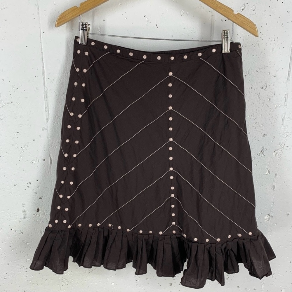 Anthropologie Odille size 10 Dark Brown Lined Knee Length Skirt